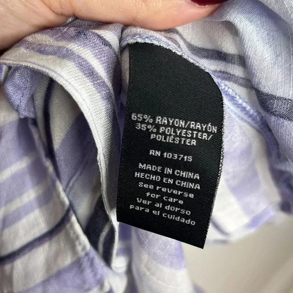 ZAC & RACHEL Artsy Purple Striped Button Down Casual Boho Blouse - Picture 7 of 9